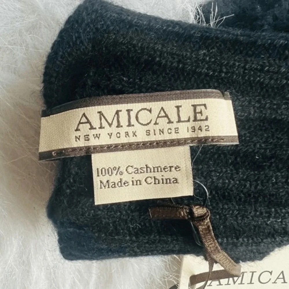AMICALE‎ Cashmere Touch Screen Tech Knit Gloves, Luxurious, 100%, Black, NWT